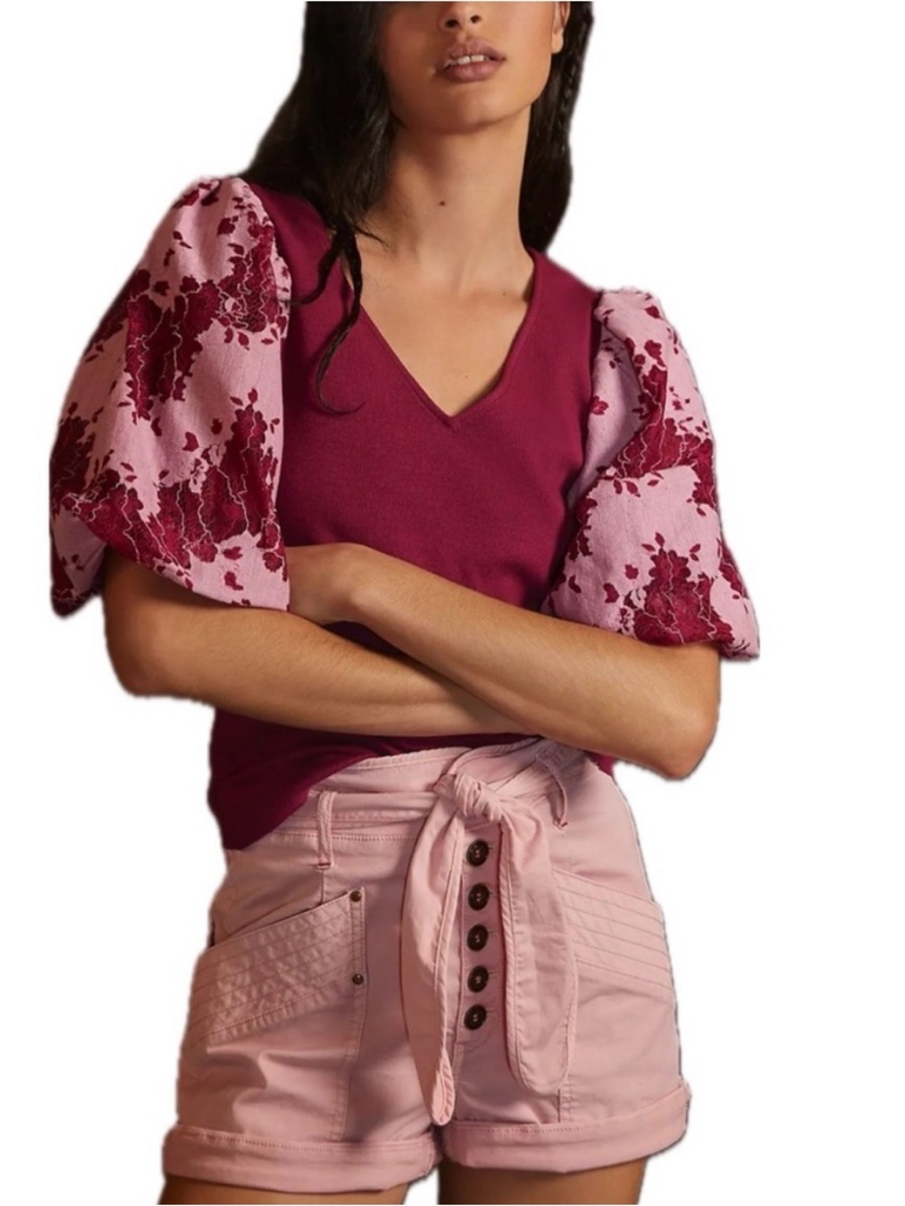 Dolan Lace Puff Sleeve Top